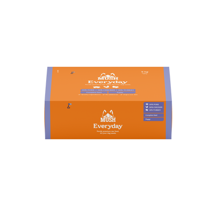 MUSH Everyday Lightpurple puppy 9 Kg (40 x 225 g) (Gris Kalkun Kylling)