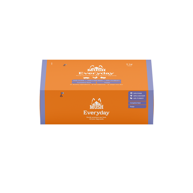 MUSH Everyday Lightpurple puppy 9 Kg (40 x 225 g) (Gris Kalkun Kylling)