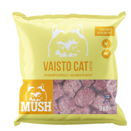 MUSH Vaisto CAT® Gul (3 * 3 Kg) (Kylling Okse)