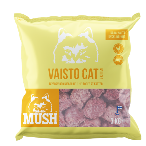 MUSH Vaisto CAT® Gul (3 * 3 Kg) (Kylling Okse)
