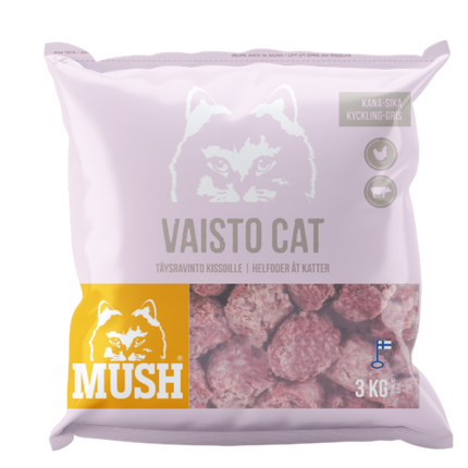 MUSH Vaisto Cat® Pink (3 * 3 Kg) (Kylling Gris)