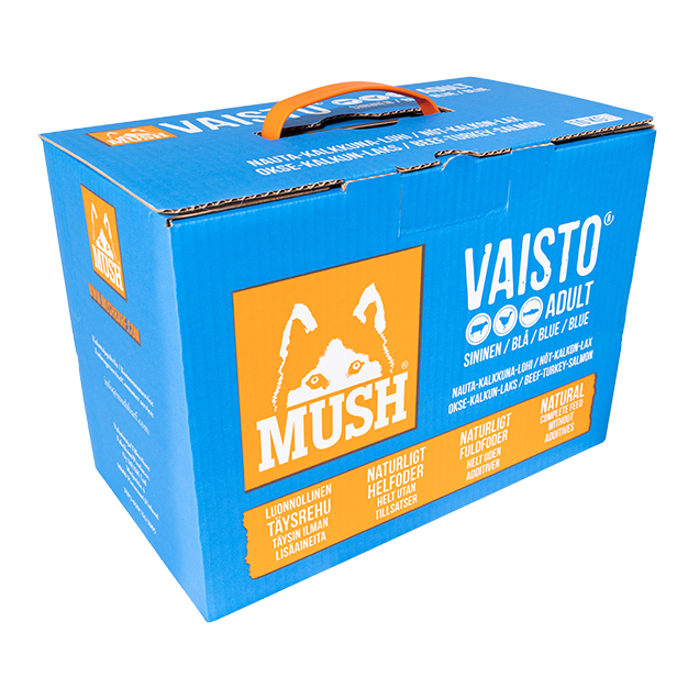 MUSH Vaisto® Blå (10 Kg = 41 x 245g) (Okse Kalkun Laks) - BARF