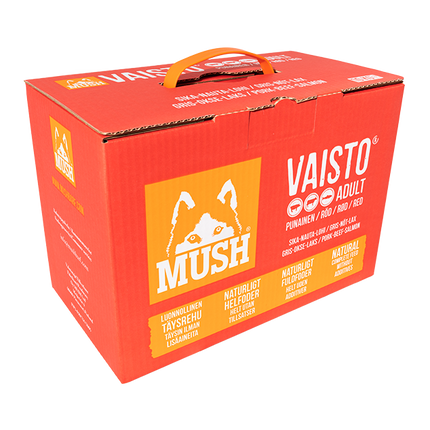 MUSH Vaisto® Rød (10 Kg = 41 x 245g) (Gris Okse Laks) - BARF