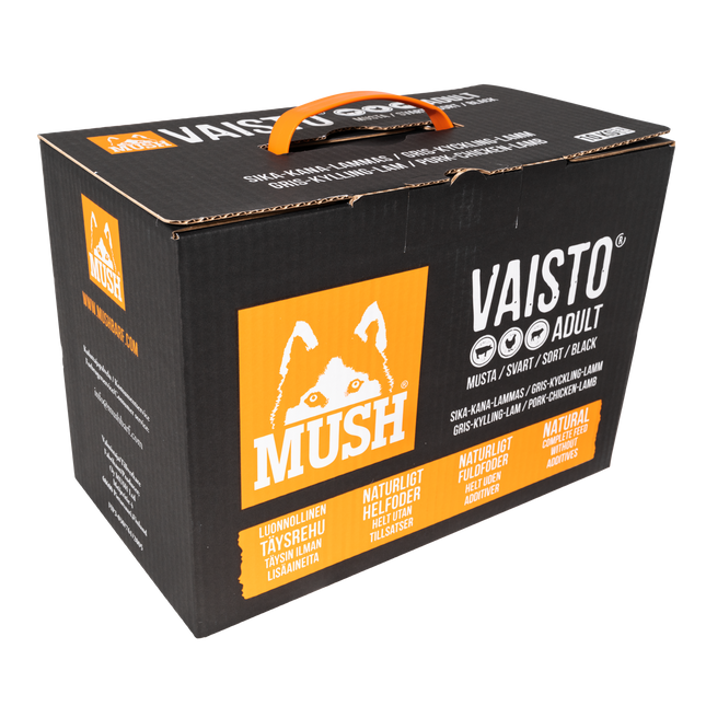 MUSH Vaisto® Sort (10 Kg = 41 x 245g) (Gris Kylling Lam) - BARF