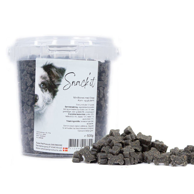 Snack'it Semi-Moist Mini Bones m. Okse 500g - thepets.dk